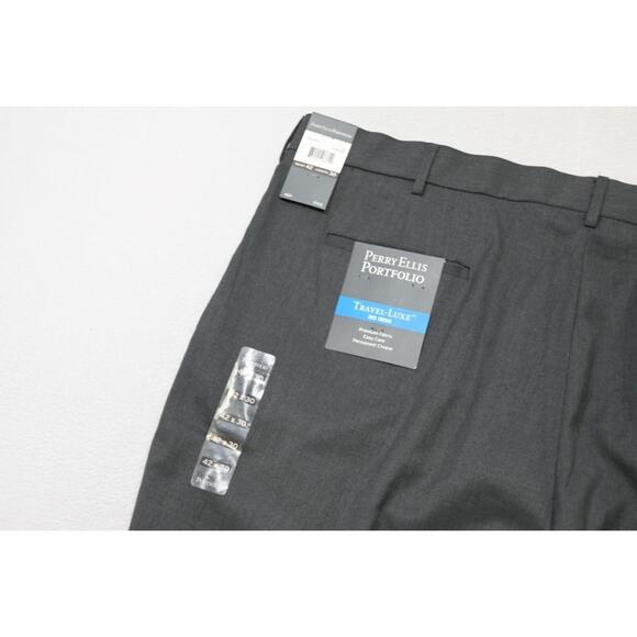 Perry Ellis Dress Pants Travel Lux Modern Fit Charcoal Flat Mens 42 x 30 NWT - Picture 8 of 8